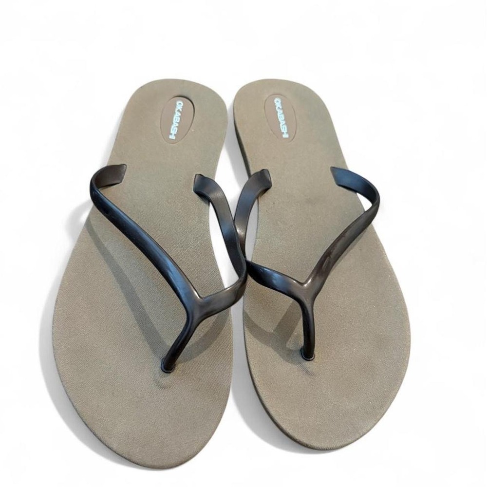 Okabashi Shoreline Flip Flops Brown Womens Size 8 Made in USA Sandals